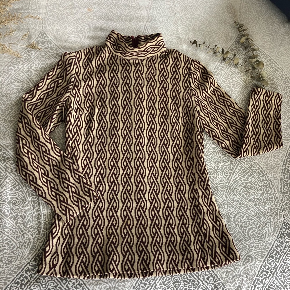 St. Andrews 60s Wool Long Sleeve Vintage Mock Neck